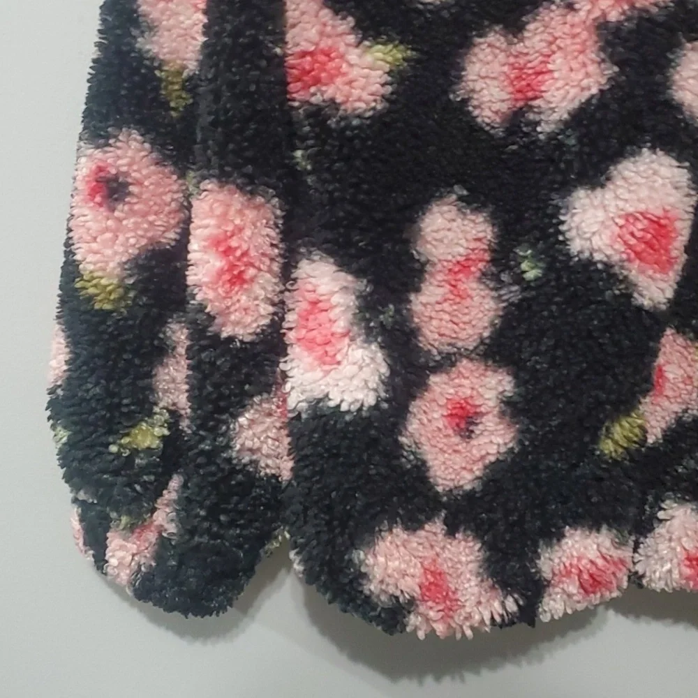 Sandy Liang X Target Jacket Women's XS Black Colorpop NYC Fleece Floral Sherpa‎
